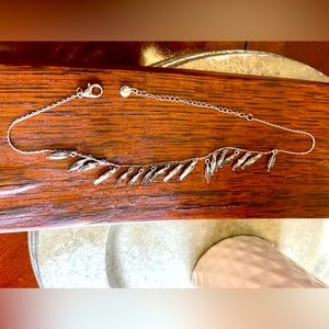 Silver Metal & Smoky Stone Choker Length Adjustable Clasp Necklace